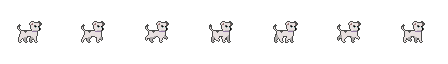 pixelated tiny white dog walking